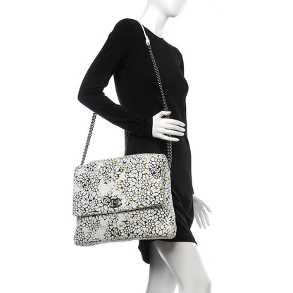 Chanel Tweed Calfskin Floral Messenger Flap Green Black White 2 of 7