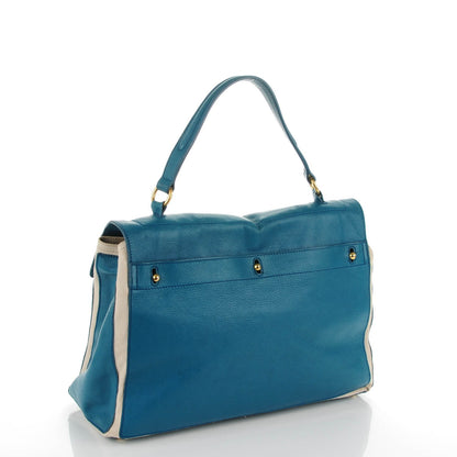 Saint Laurent Calfskin Canvas Medium Muse Two Turquoise 3 of 8