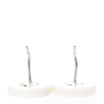 Chanel Resin CC Stud Earrings Black White 4 of 5