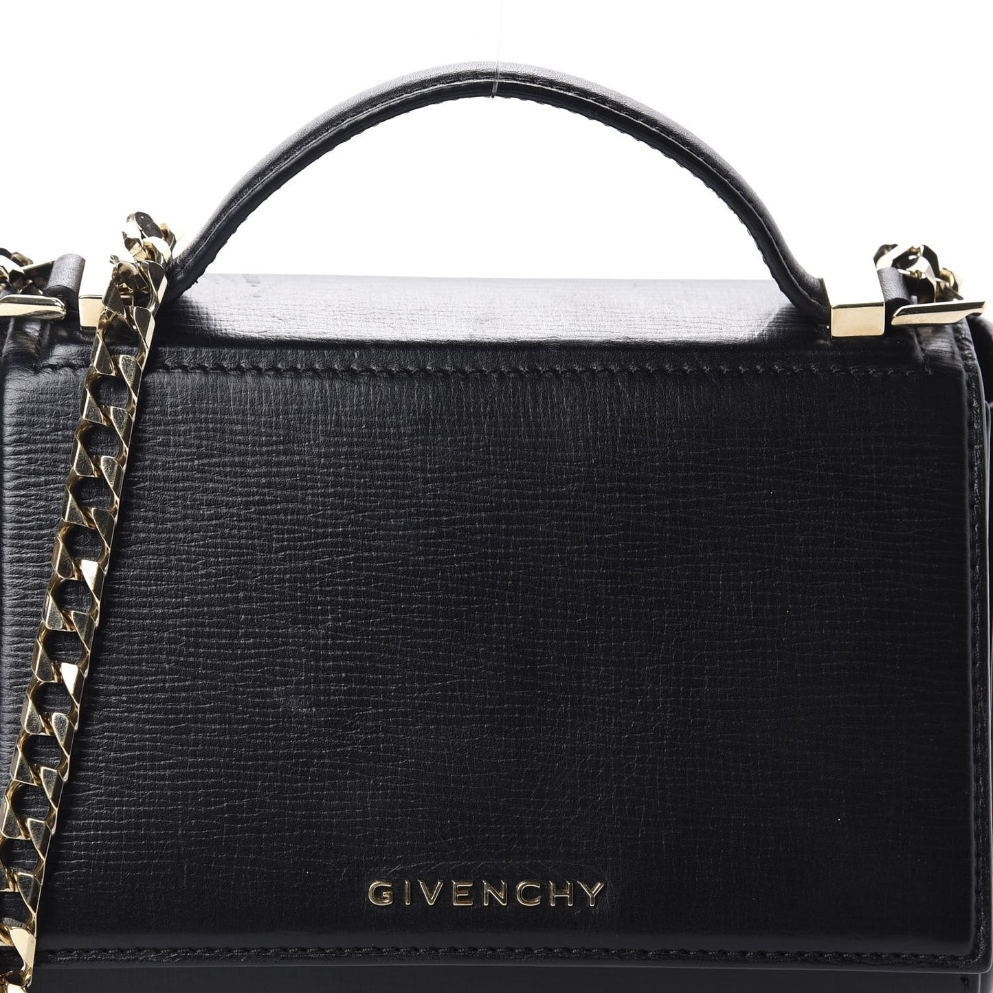 Textured Calfskin Mini Pandora Box Chain Crossbody Bag Black