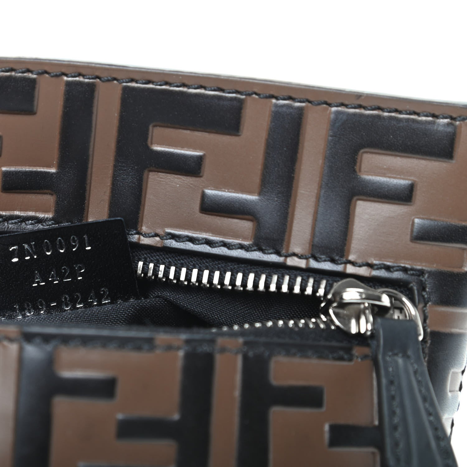 Fendi Calfskin FF 1974 Embossed Pyramid Pouch Maya Black 7 of 8