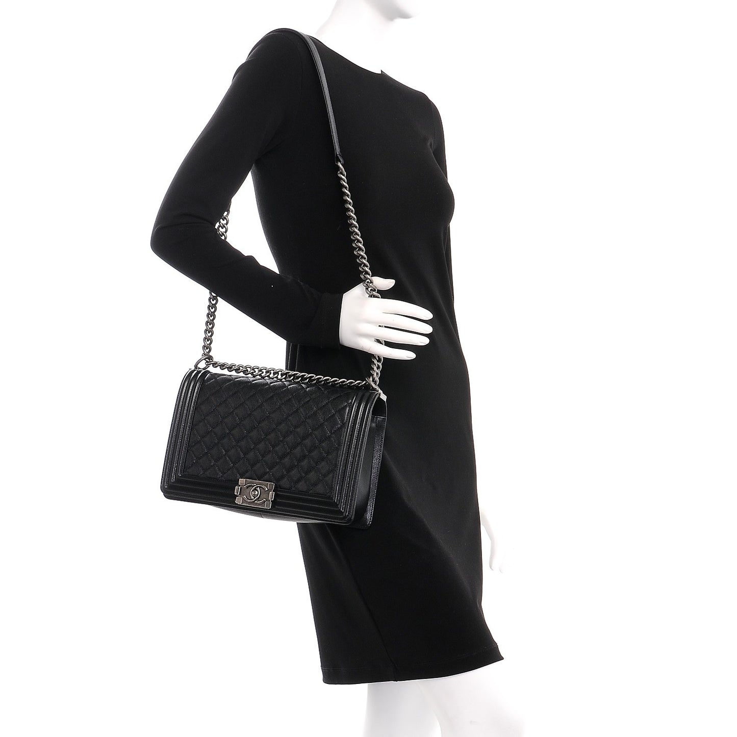 Caviar Quilted New Medium Boy Flap Black