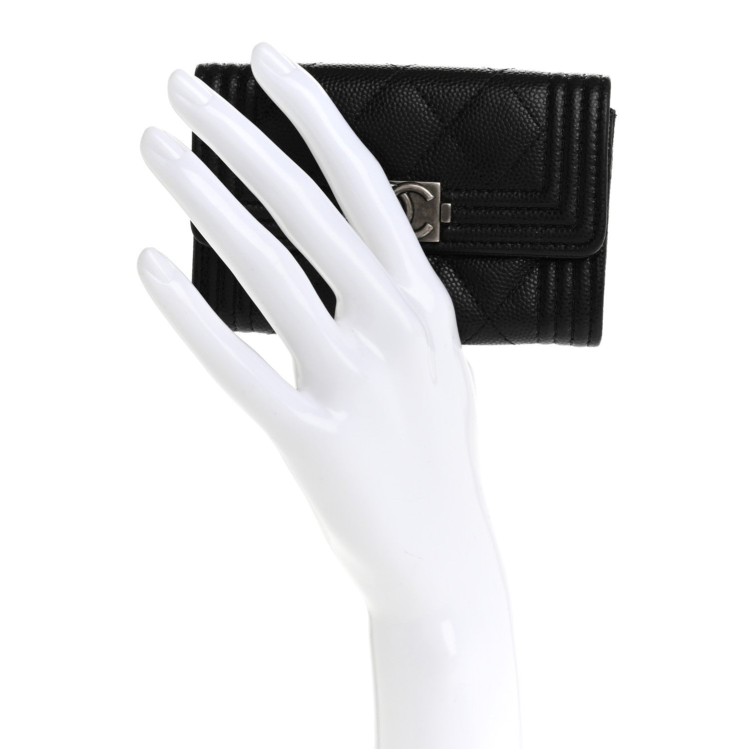 Chanel Caviar Quilted Boy Flap Card Holder Black 2 of 9
