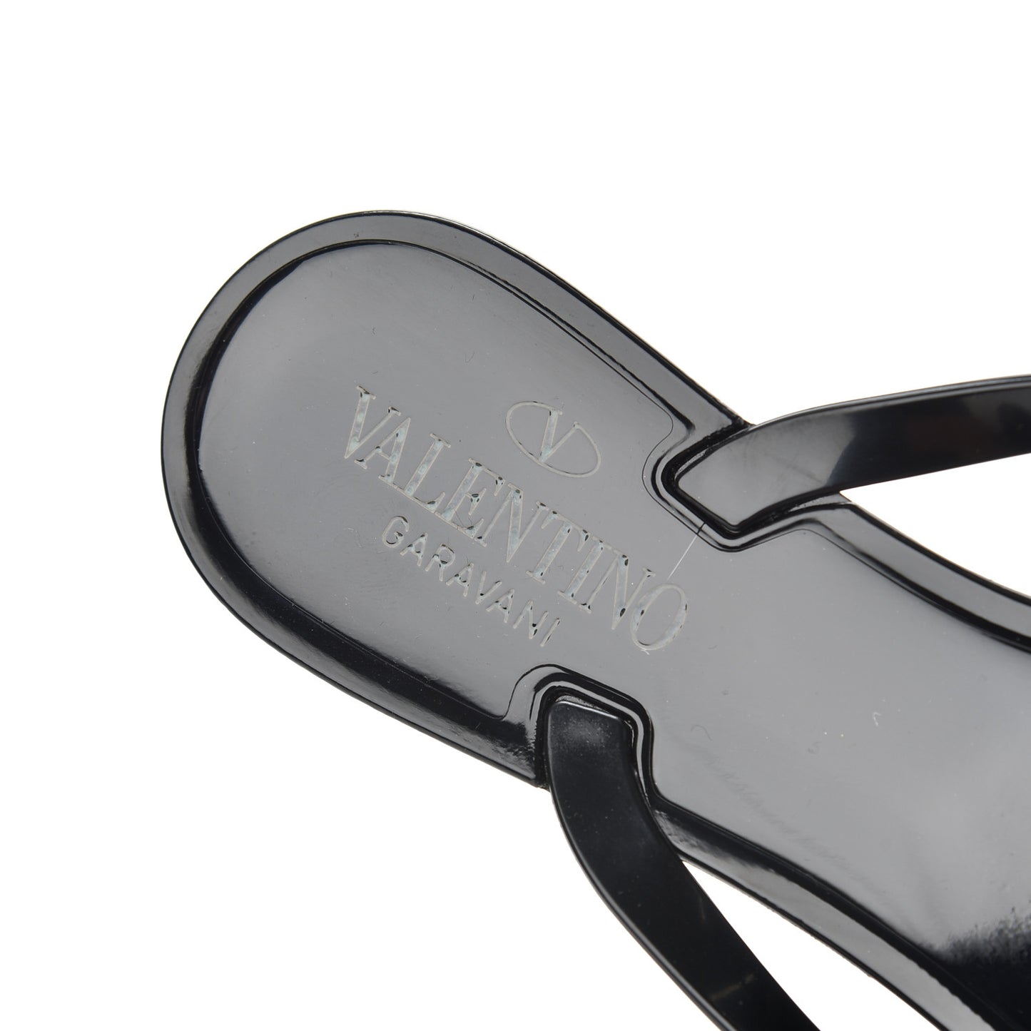 PVC Jelly Rockstud Bow Thong Sandals 38 Black