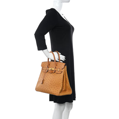 Hermes Ostrich HAC Birkin 32 Gold 2 of 11