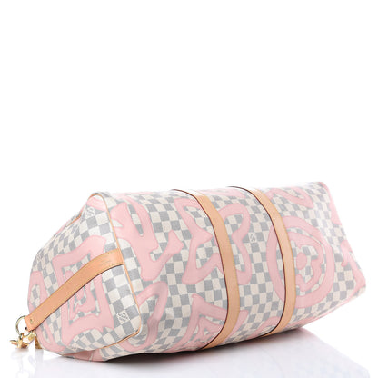 Louis Vuitton Damier Azur Tahitienne Keepall Bandouliere 50 Rose Ballerine 4 of 18