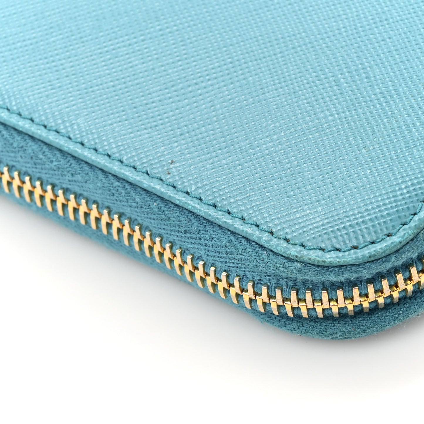 Saffiano Metal Zip Around Wallet Turchese Talco