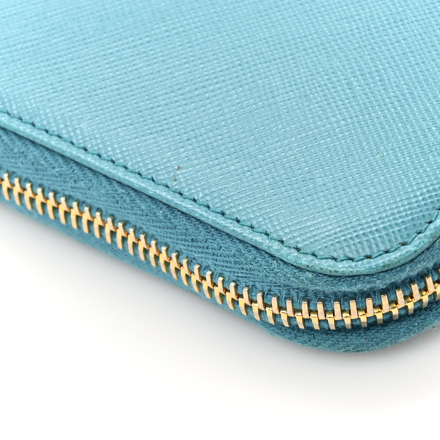 Prada Saffiano Metal Zip Around Wallet Turchese Talco 11 of 12
