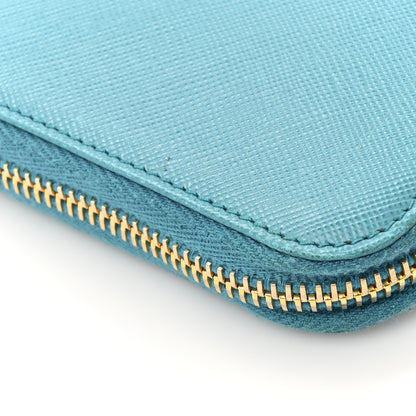 Prada Saffiano Metal Zip Around Wallet Turchese Talco 11 of 12