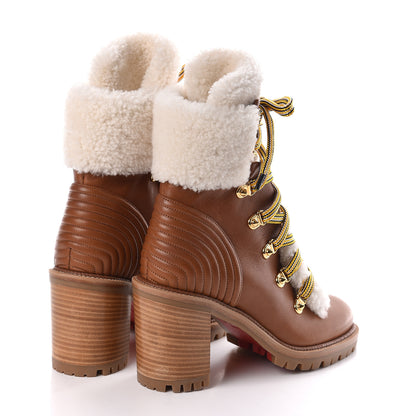 Christian Louboutin Calfskin Shearling Yetita 70 Hiker Booties 36.5 Cuoio Naturel 4 of 7