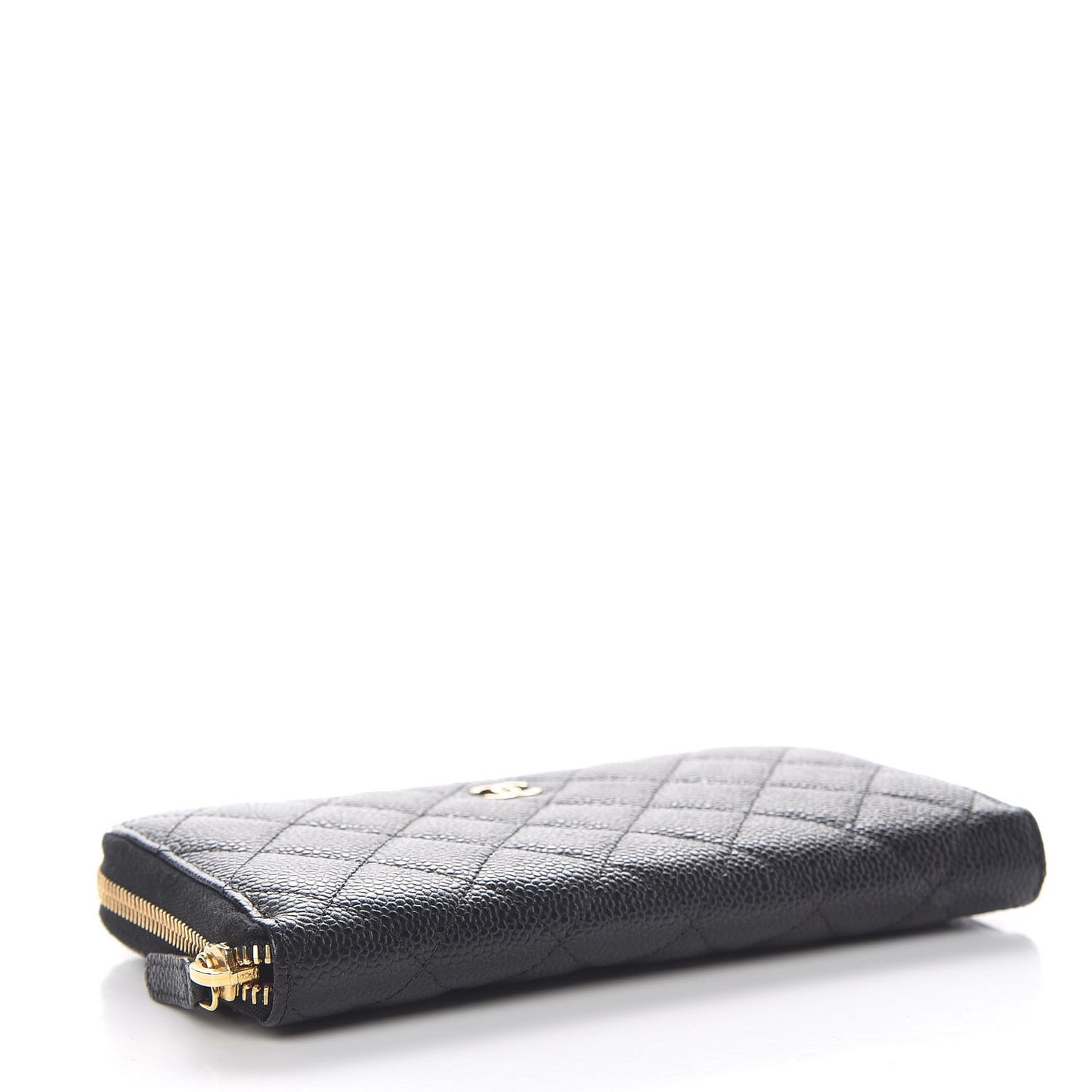 Caviar Quilted Large Gusset Zip Around Wallet Black