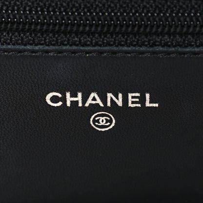 Chanel Lambskin Camellia Embossed Wallet on Chain WOC Black 6 of 11