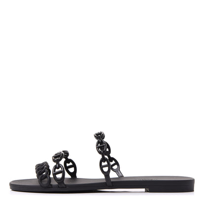 Hermes Rubber Chaine d'Ancre Rivage Sandals 37 Black 1 of 8