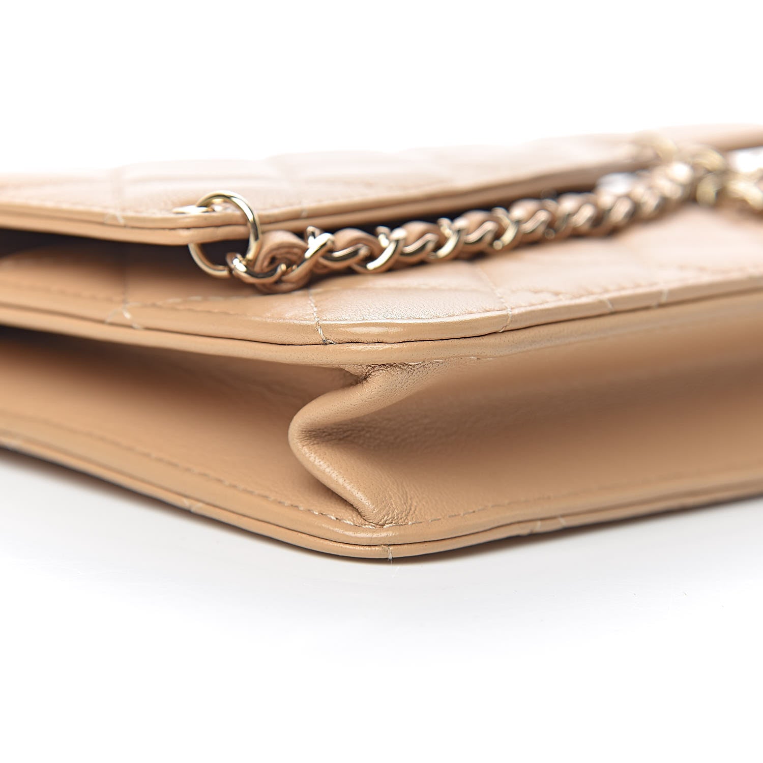 Chanel Lambskin Quilted Chain Infinity Wallet On Chain WOC Light Beige 9 of 11