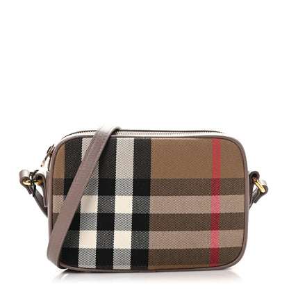 Burberry Giant Check Calfskin Small Camera Bag Grey Mink 1 of 9