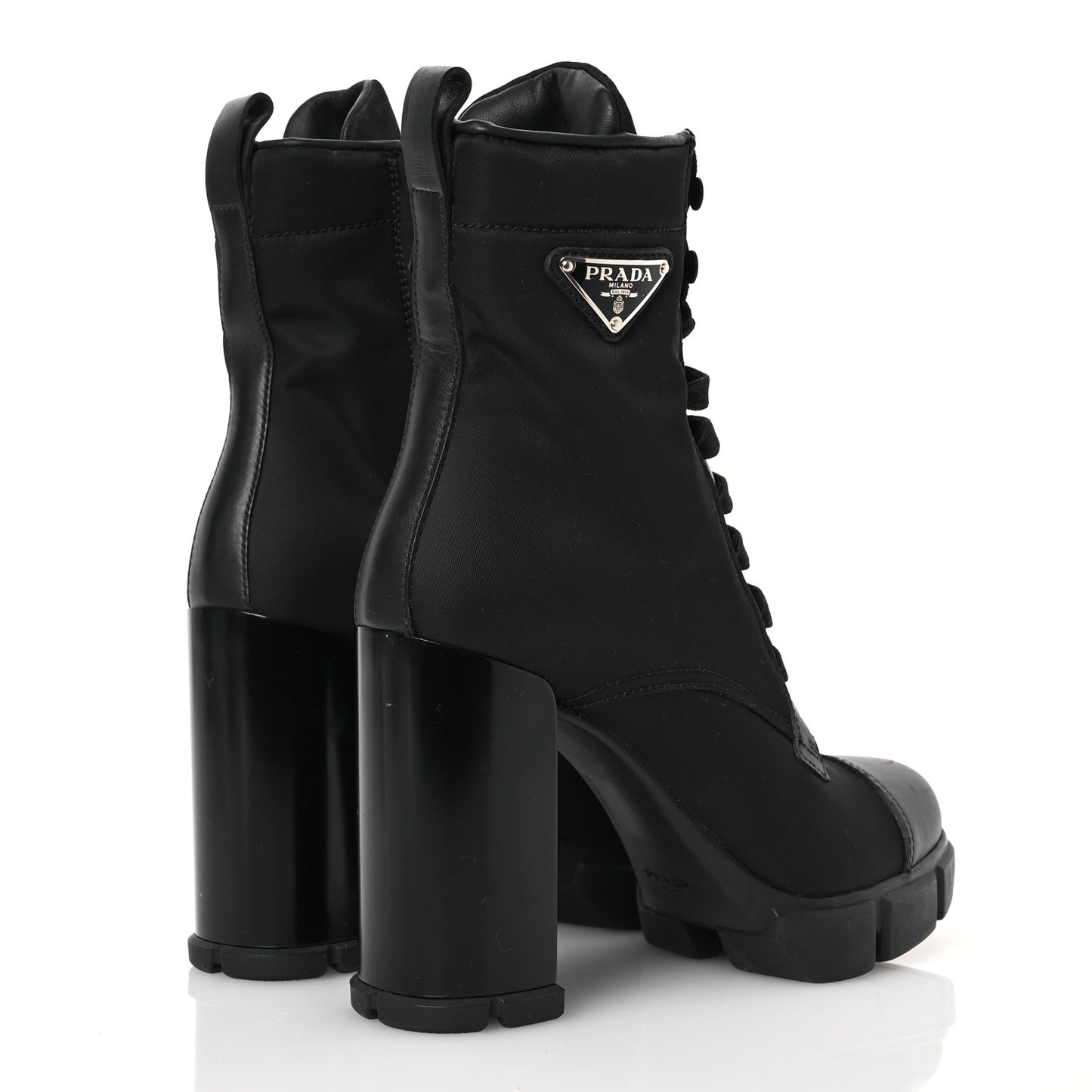 Spazzolato Re-Nylon Metal Triangle Logo 110mm Ankle Boots 37.5 Black