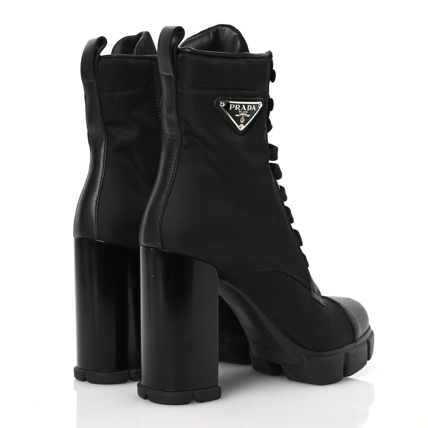 Prada Spazzolato Re-Nylon Metal Triangle Logo 110mm Ankle Boots 37.5 Black 4 of 13