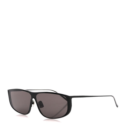 Saint Laurent Metal Rectangular Luna Sunglasses SL605 Black 1 of 9