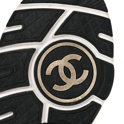 Chanel Knit Fabric Suede Calfskin Womens CC Sneakers 38.5 Ivory 8 of 13