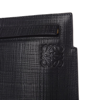 Loewe Calfskin Linen Embossed Large T Pouch Black 9 of 11
