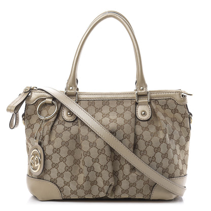 Gucci Monogram Medium Sukey Top Handle Bag Golden Beige 1 of 16