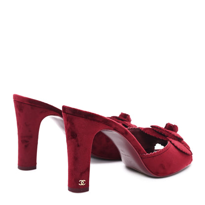Chanel Suede Camellia Mule Sandals 39 Red 5 of 9