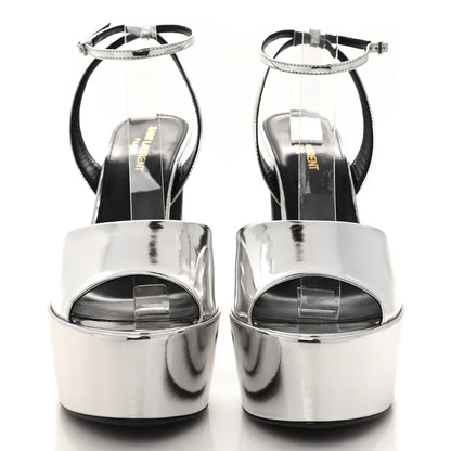 Saint Laurent Metallic Patent Jodie 95 Platform Sandals 40 Silver 2 of 8