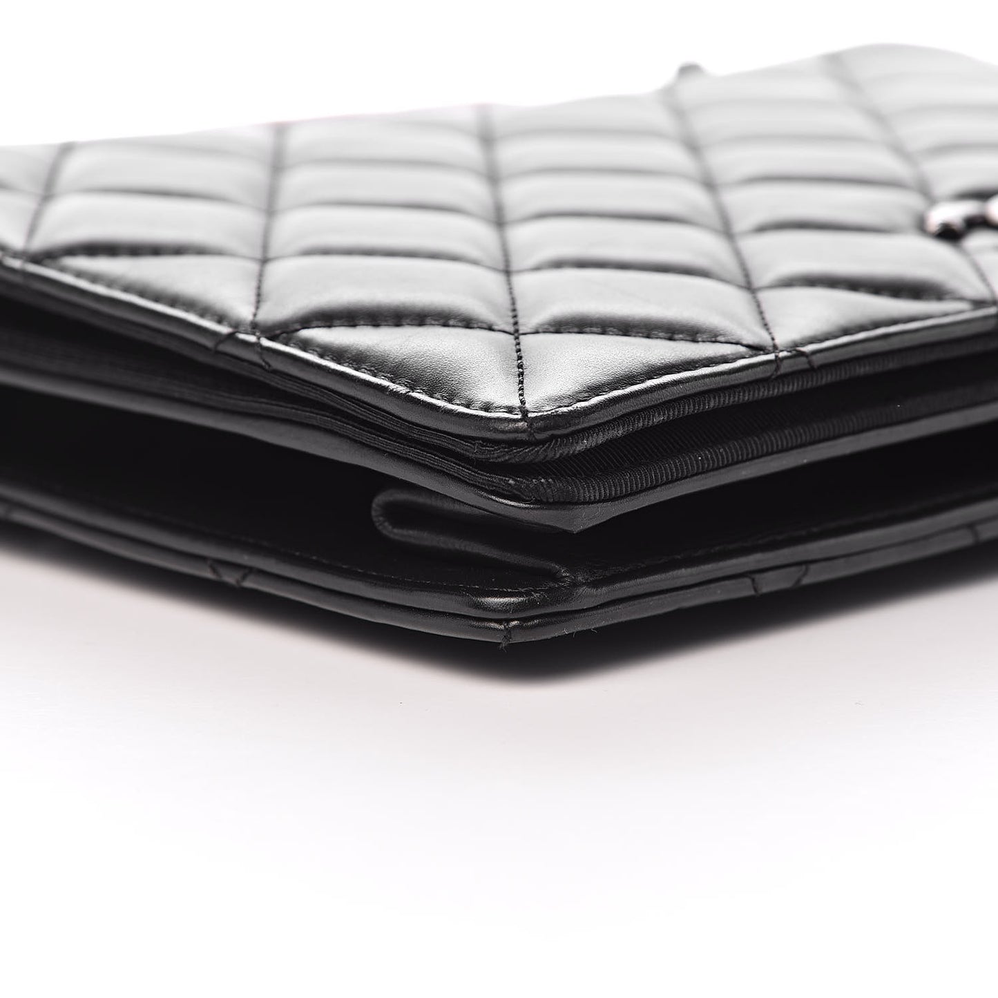 Calfskin Quilted Ballerine Flap Black Beige