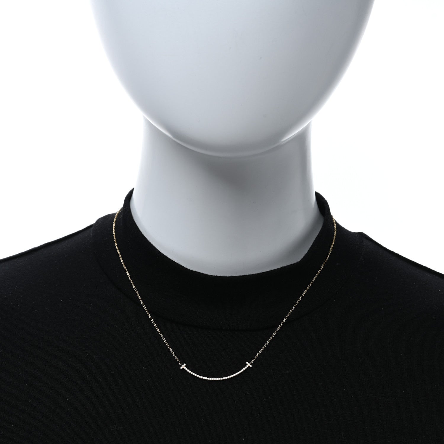 Tiffany 18K Yellow Gold Diamond Small T Smile Pendant Necklace 2 of 5