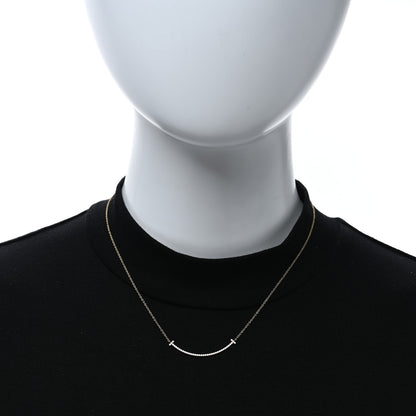 Tiffany 18K Yellow Gold Diamond Small T Smile Pendant Necklace 2 of 5