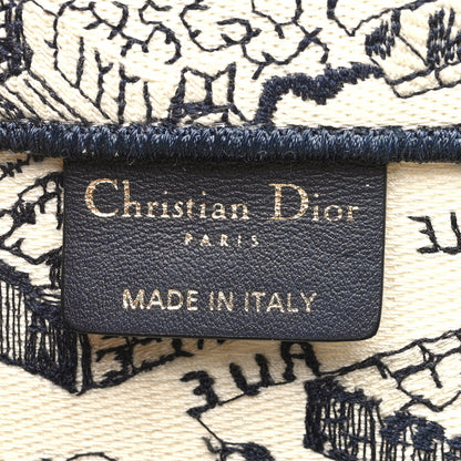 Christian Dior Canvas Embroidered Medium Plan De Paris Book Tote White Blue 6 of 10