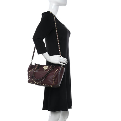 Valentino Garavani Vitello Small Rockstud Tote Rubin 2 of 14