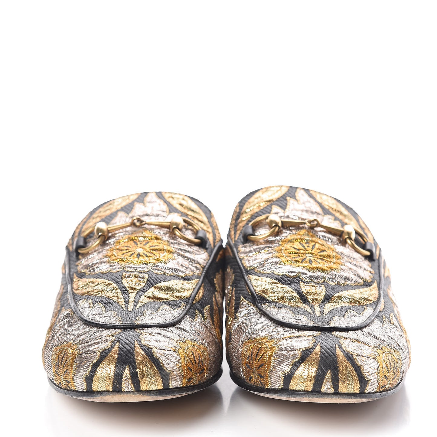 Jacquard Floral Womens Princetown Slippers 38.5 Oro Black