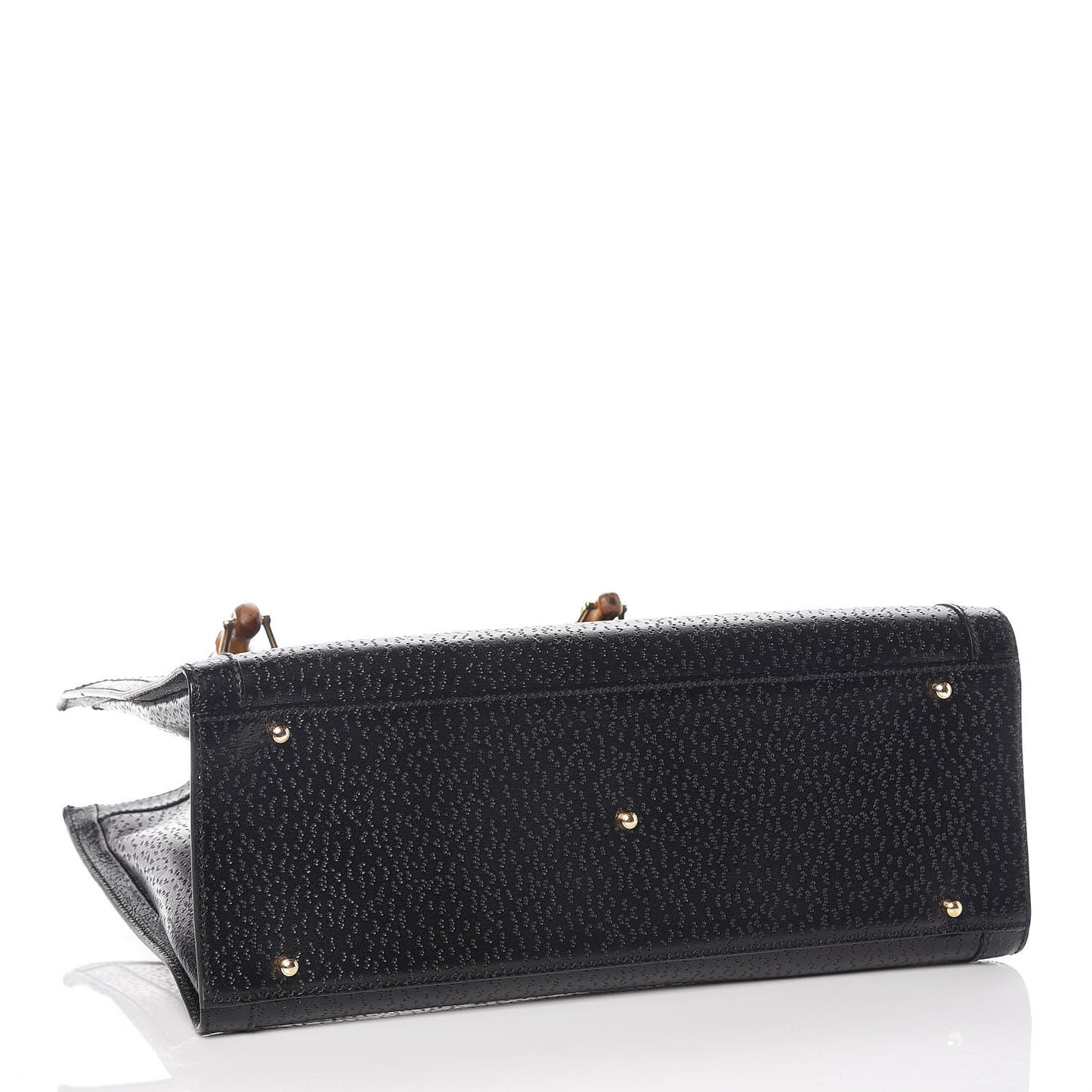 Calfskin Bamboo Top Handle Tote Black