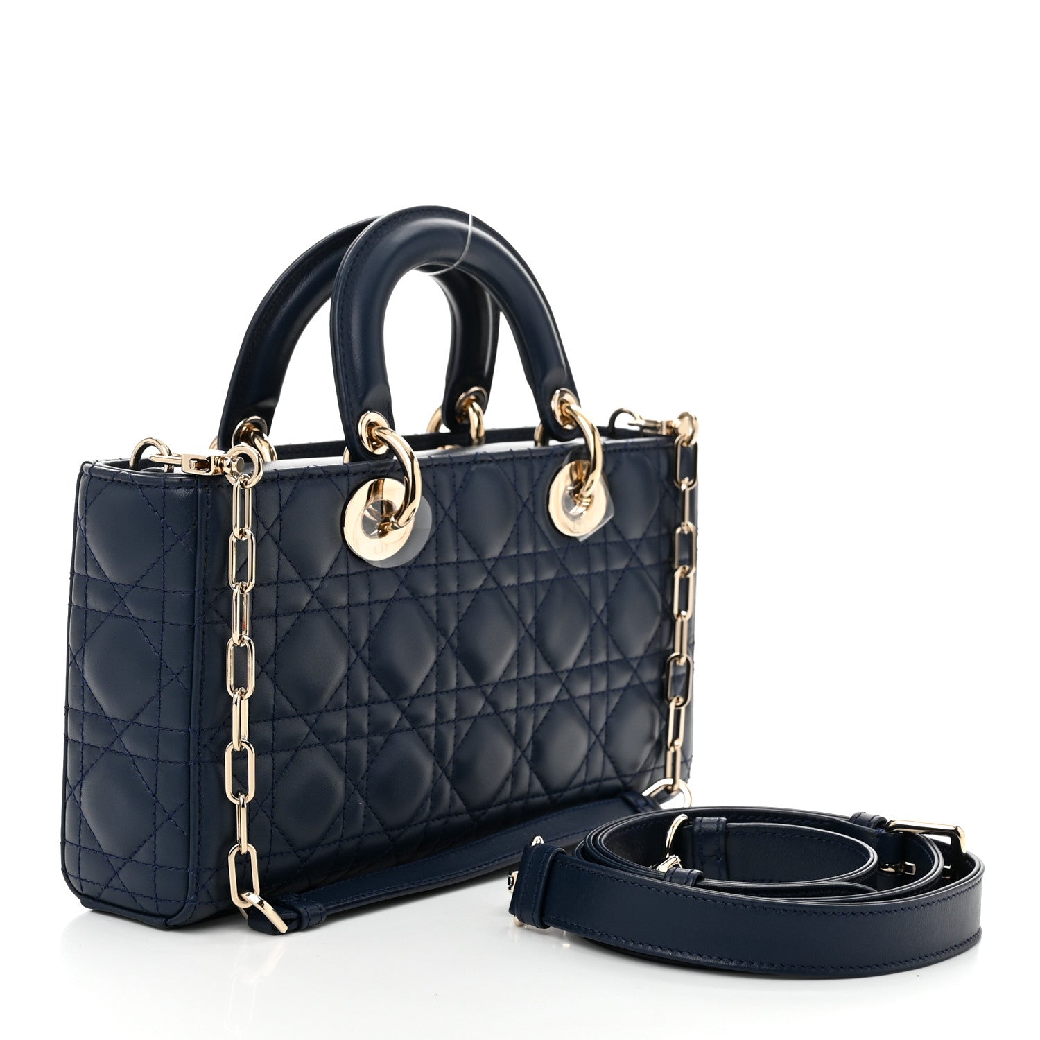 Christian Dior Lambskin Cannage Medium Lady D-Joy Blue 3 of 10