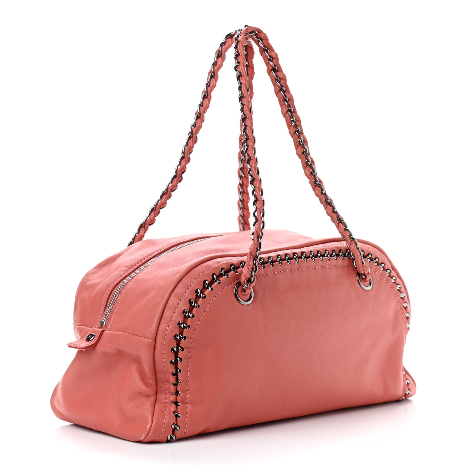 Chanel Smooth Calfskin Medium Luxe Ligne Bowler Coral 3 of 9