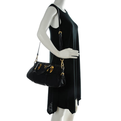 Prada Tessuto Nylon Calfskin Shopping Satchel Black 2 of 8