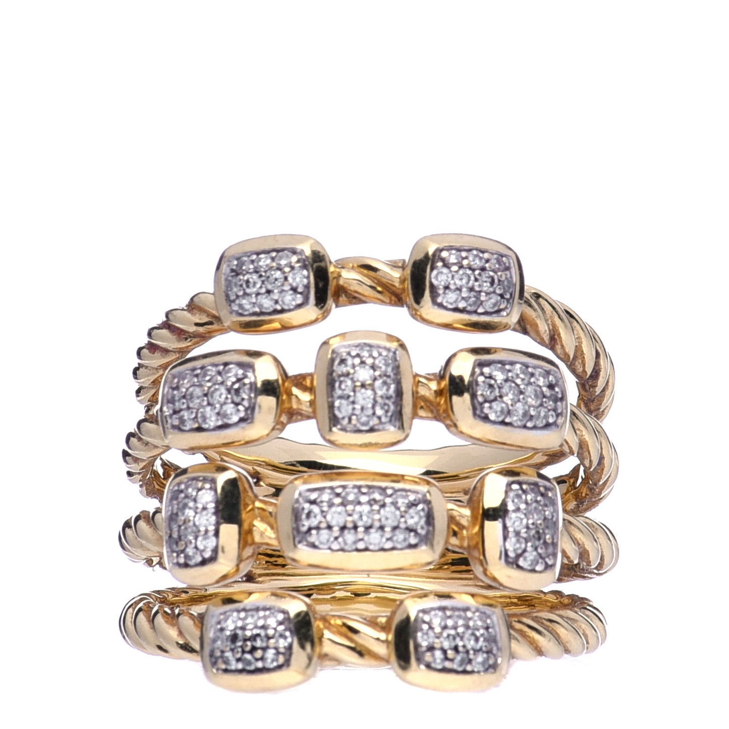 18K Yellow Gold Diamond Four Row Confetti Ring 54 7