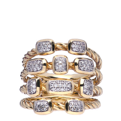 David Yurman 18K Yellow Gold Diamond Four Row Confetti Ring 54 7 1 of 6