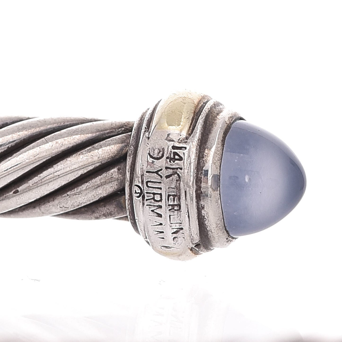 Sterling Silver 14K Yellow Gold Chalcedony 7mm Cable Classics Bracelet