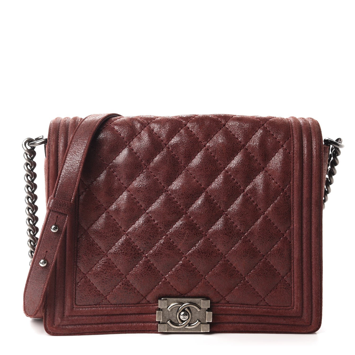 Chanel Iridescent Calfskin Quilted Medium Gentle Boy Flap Dark Red 1 of 12