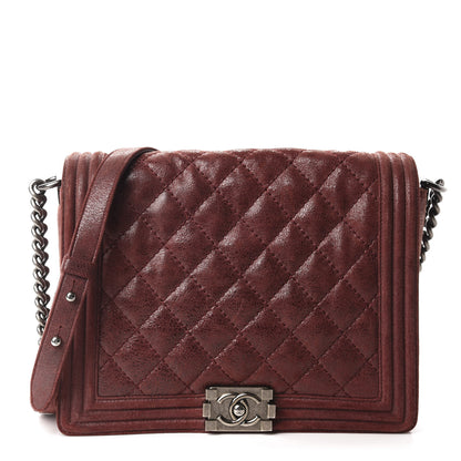 Chanel Iridescent Calfskin Quilted Medium Gentle Boy Flap Dark Red 1 of 12