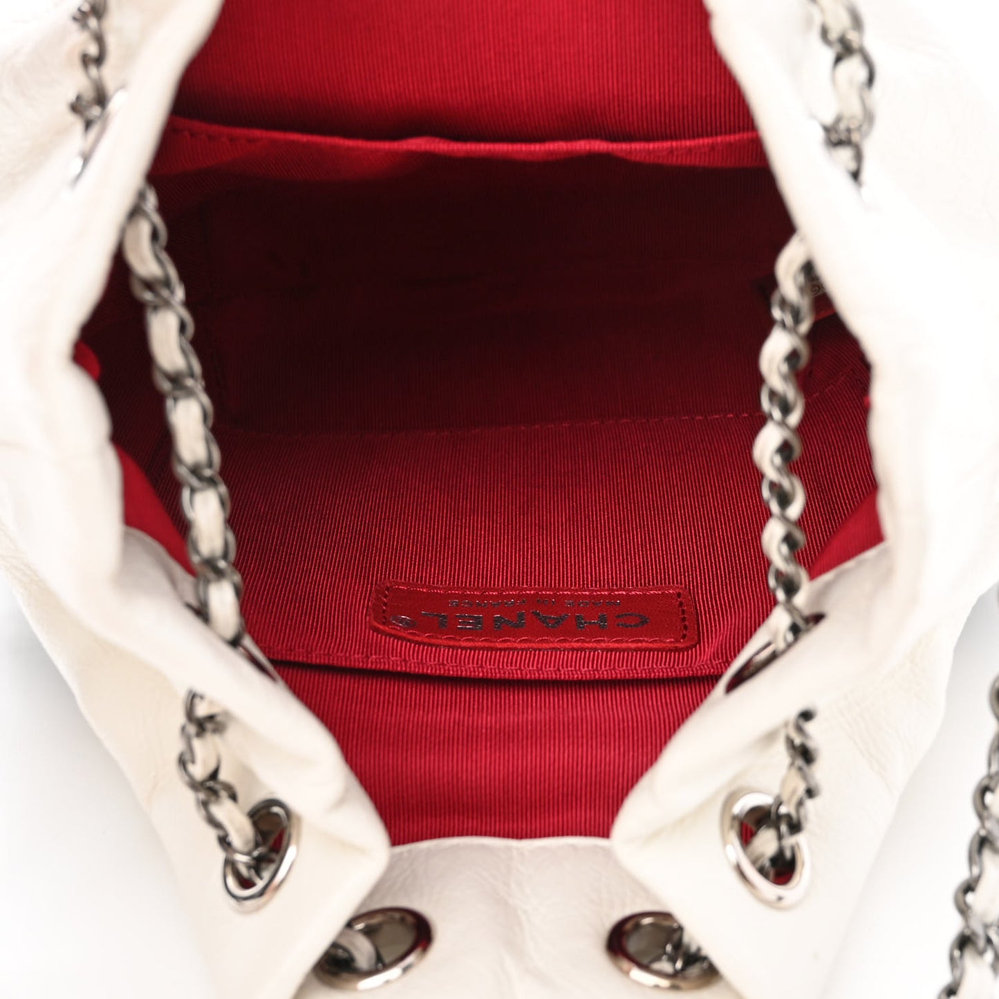 Aged Calfskin Quilted Small Gabrielle Bucket White Black