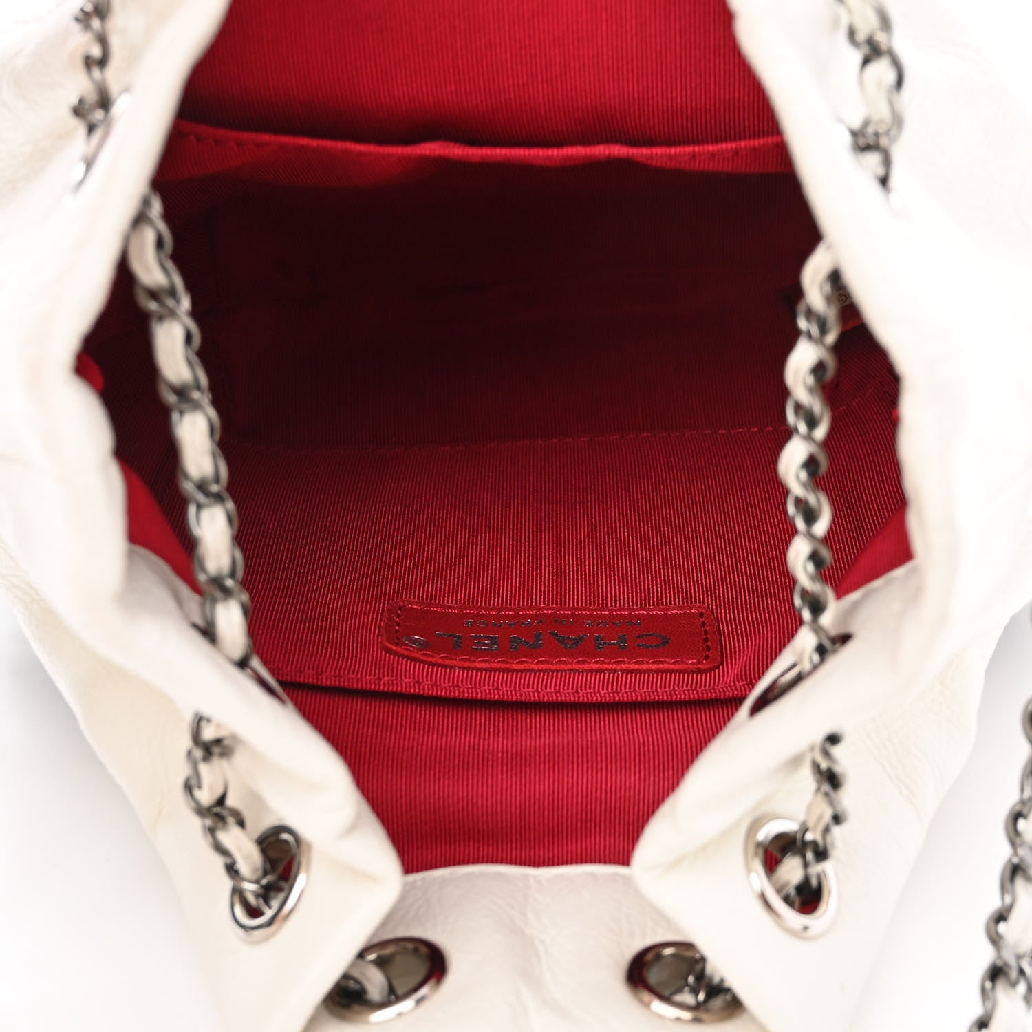 Chanel Aged Calfskin Quilted Small Gabrielle Bucket White Black 5 of 10