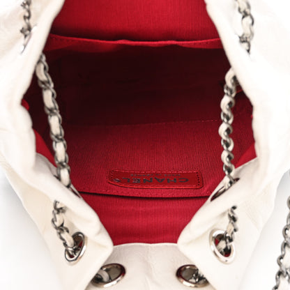 Chanel Aged Calfskin Quilted Small Gabrielle Bucket White Black 5 of 10