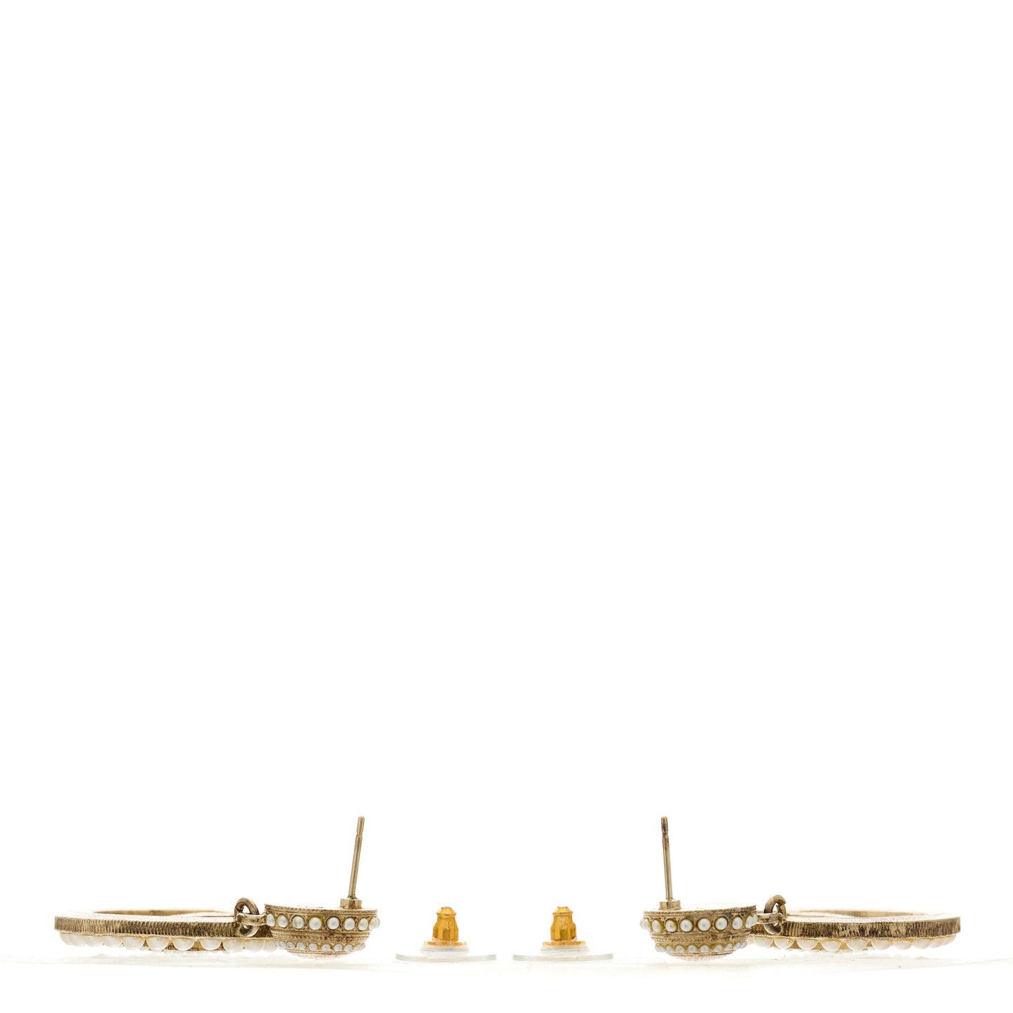 Pearl CC Drop Earrings Light Gold