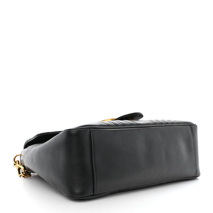 Gucci Calfskin Matelasse Medium GG Marmont Top Handle Shoulder Bag Black 4 of 13