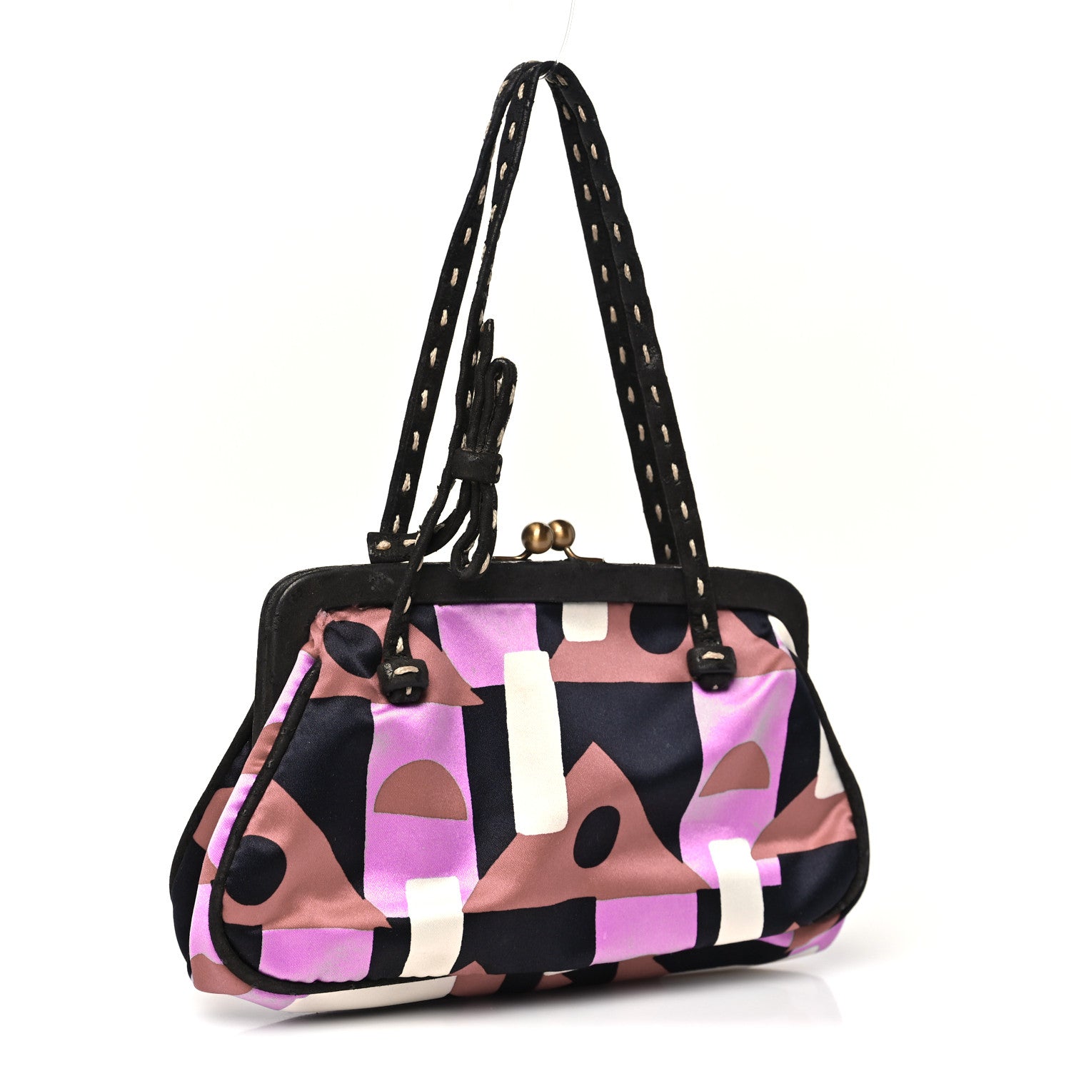 Prada Satin Geometric Kisslock Clutch Multicolor 3 of 10