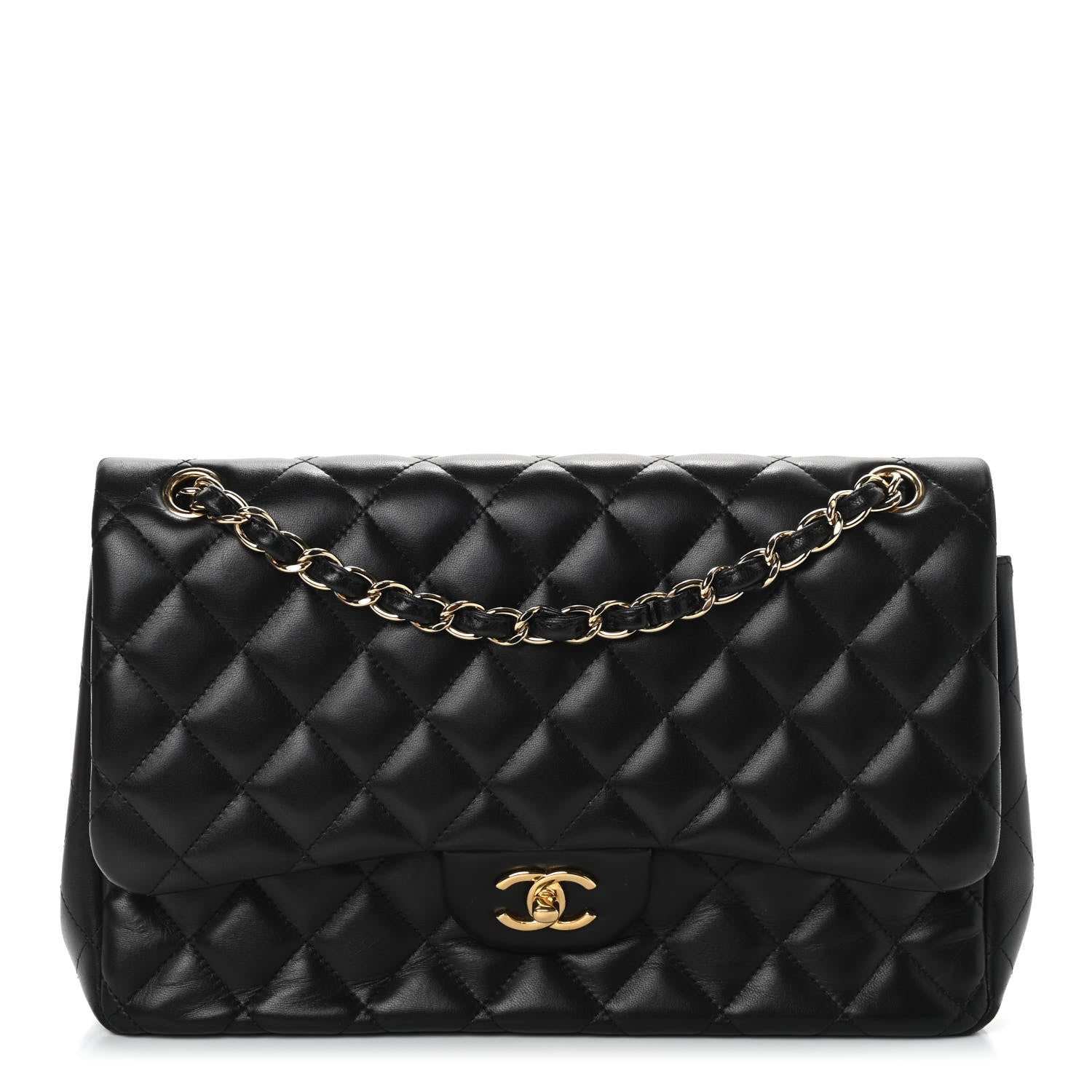 Chanel Lambskin Quilted Jumbo Double Flap Black 1 of 13
