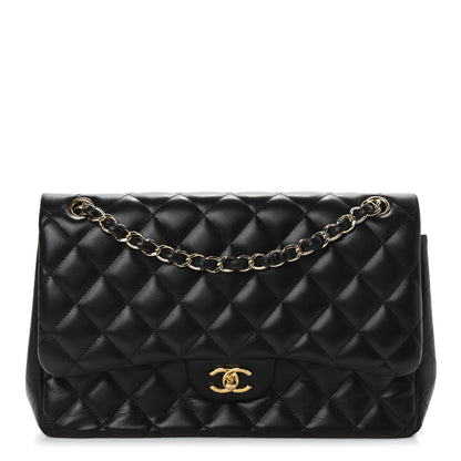 Chanel Lambskin Quilted Jumbo Double Flap Black 1 of 13